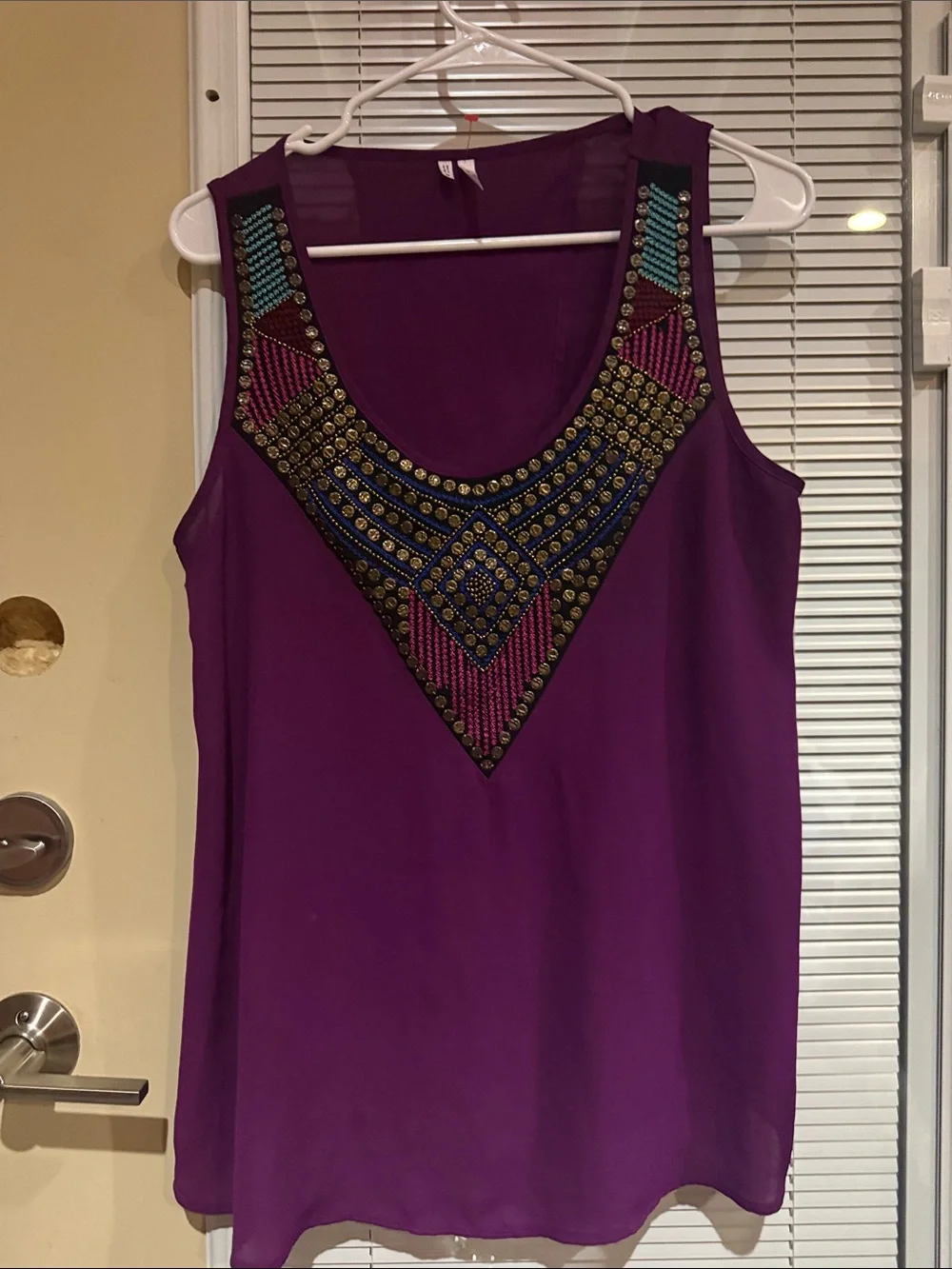Studio Y Purple Sleeveless Beaded Camisole